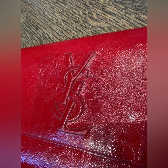 Set of 2 YSL Yves Saint Laurent Belle De Jour Leather Clutches - Red & Nude! - Picture 3 of 11